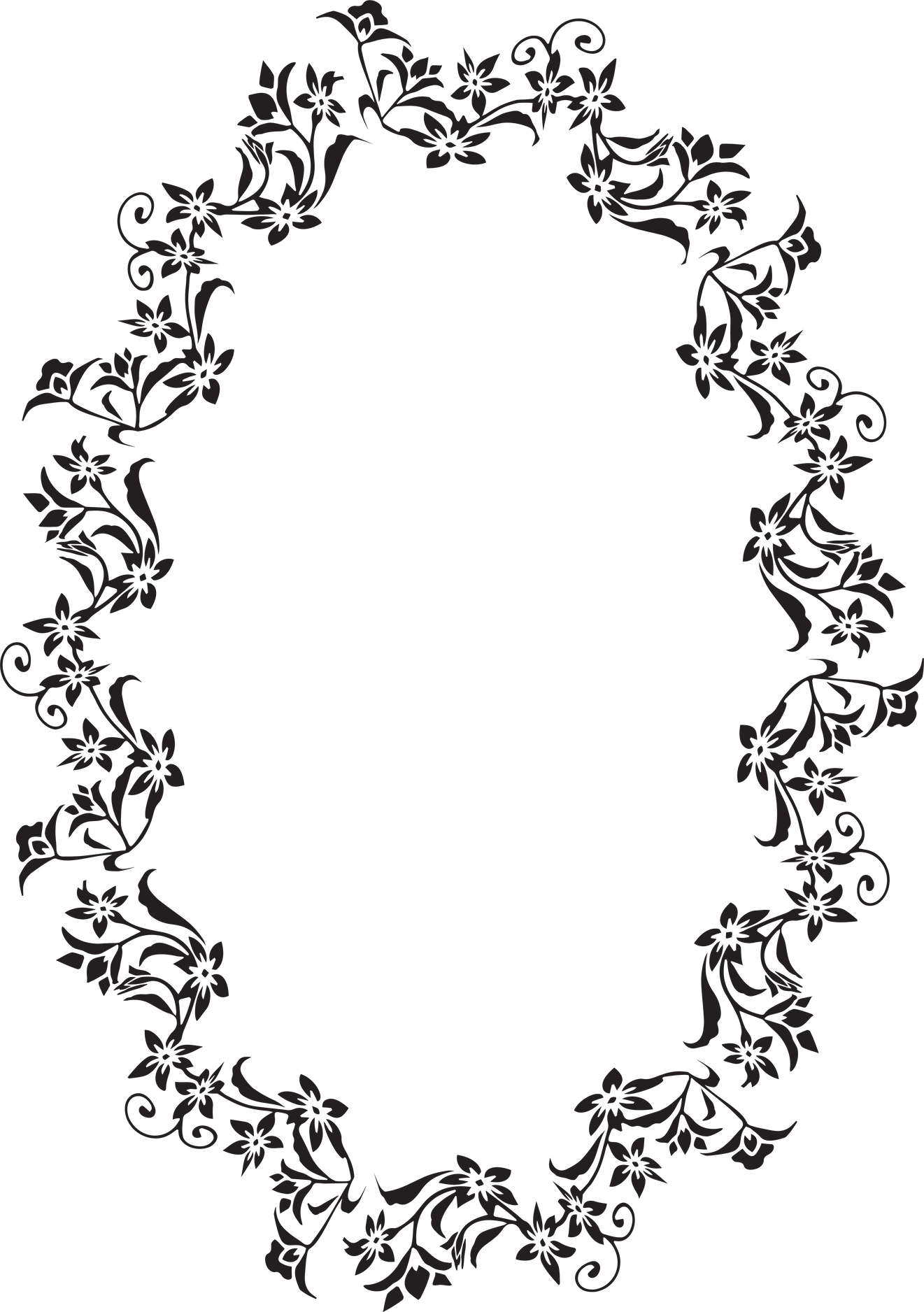 Vintage Frames Floral Oval Ornate Black